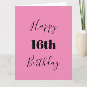 Carte Joyeux 16e anniversaire rose noir couleur âge