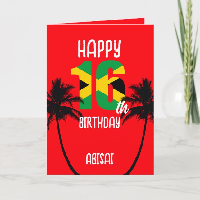 Carte Joyeux 16ème anniversaire en Jamaïque (Devant)