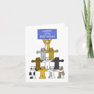 Carte Joyeux 17e anniversaire chats