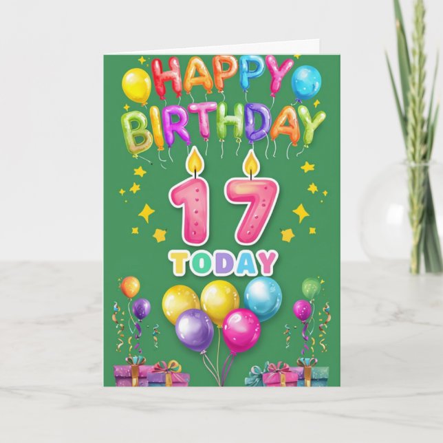 Carte Joyeux 17ème anniversaire (Devant)