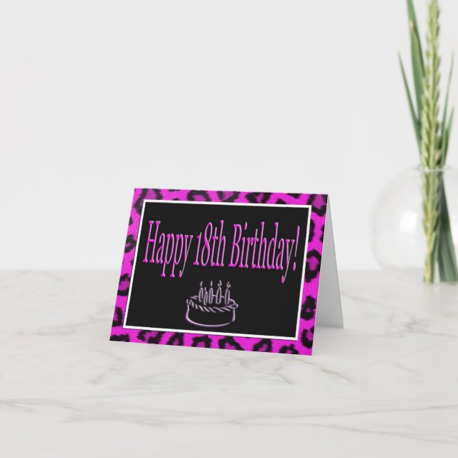 Carte Joyeux 18e anniversaire avec des taches de léopard (Devant)