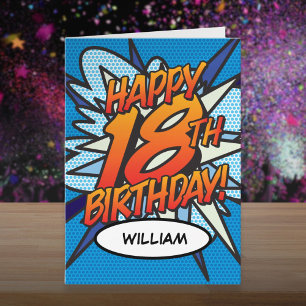 Carte Joyeux 18e ANNIVERSAIRE Bande Dessinée Pop Art