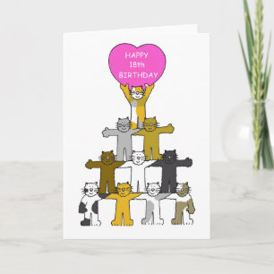 Carte Joyeux 18e anniversaire Cartoon Cats
