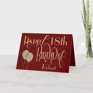 Carte Joyeux 18e anniversaire Nom Bourgogne Or
