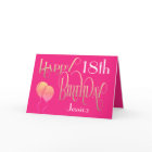 Joyeux 18e anniversaire Nom Ornate Hot Pink Gold