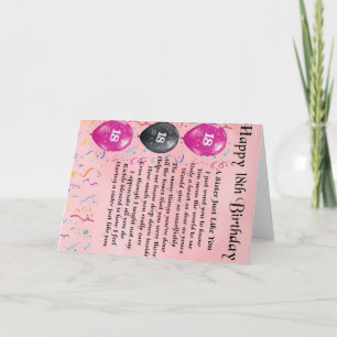 Carte Joyeux 18e anniversaire - Poème soeur