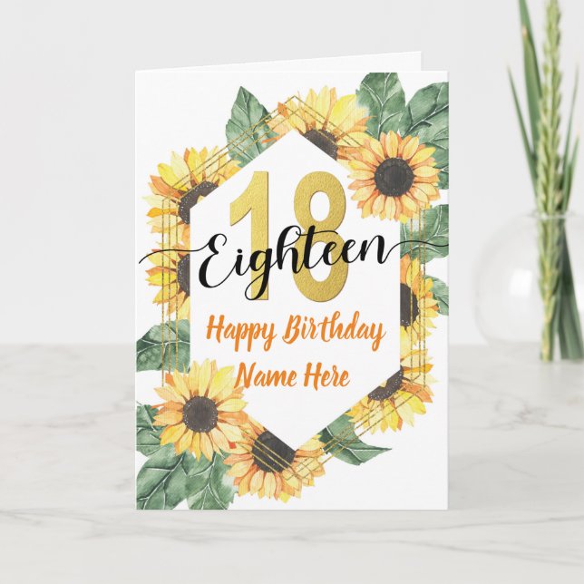 Carte Joyeux 18e anniversaire Sunflower Salutation (Devant)
