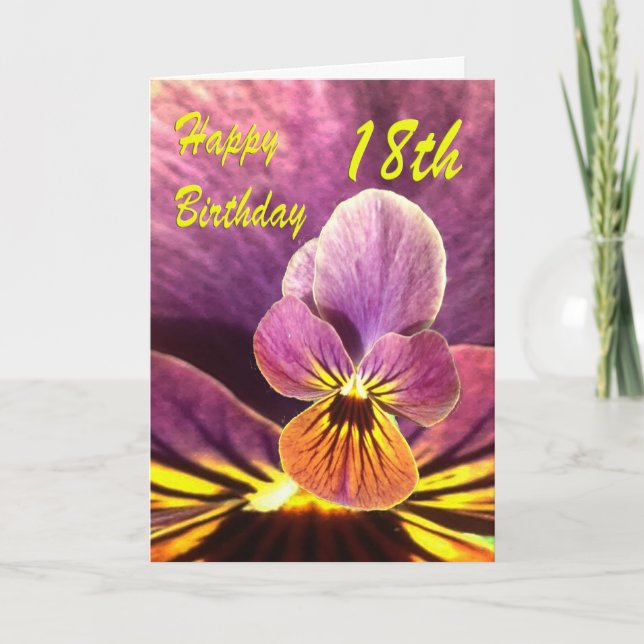 Carte Joyeux 18ème anniversaire Pansy Flower (Devant)