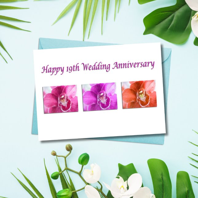Carte Joyeux 19e anniversaire de mariage Orchidées (Créateur téléchargé)