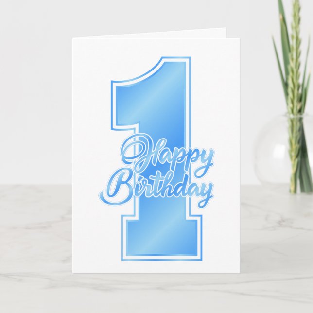 Carte Joyeux 1er anniversaire Blue Boy (Devant)