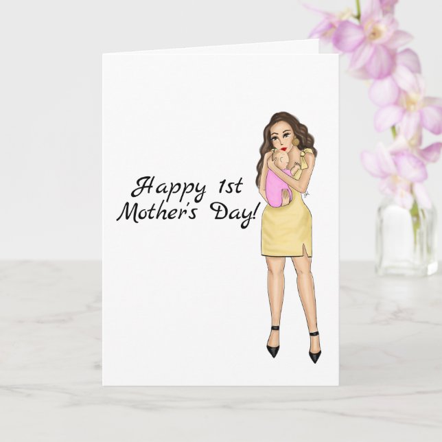 Carte Joyeux 1er anniversaire de la fête des mères  (Orchidée)
