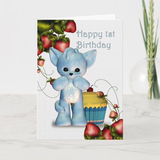 Carte Joyeux 1er anniversaire garçon (Devant)