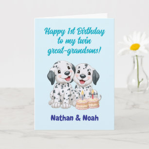 Carte Joyeux 1er anniversaire jumeaux arrière-petits-fil
