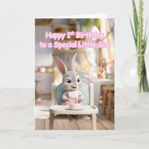 Carte Joyeux 1er Anniversaire Petite Lapine Spéciale Fil