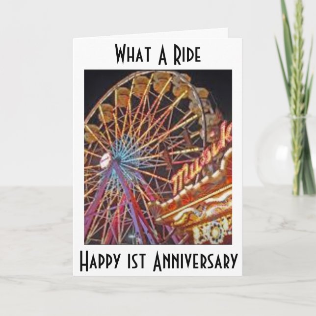 Carte Joyeux 1er anniversaire - QUELLE AVENTURE (Devant)