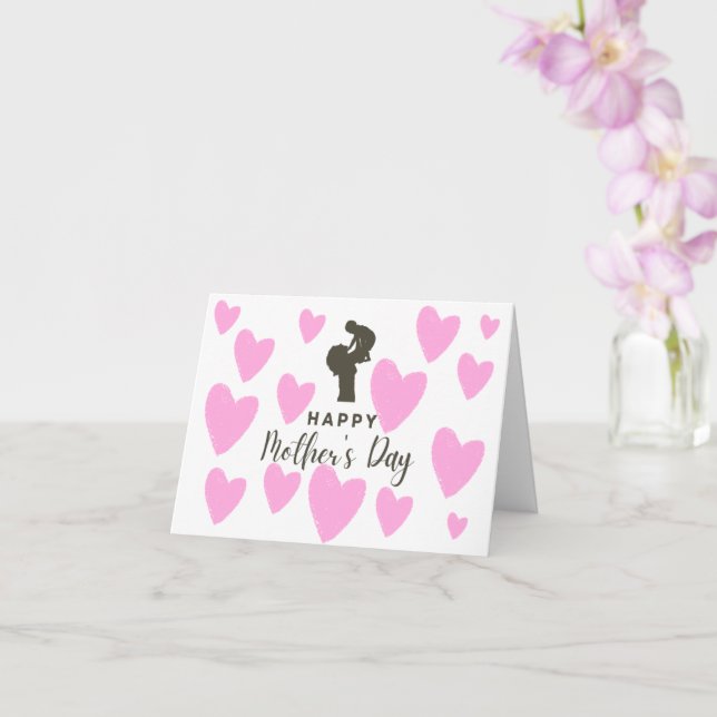 Carte Joyeux 1er jour de la fête des mères Petit cœur ro (Orchidée)