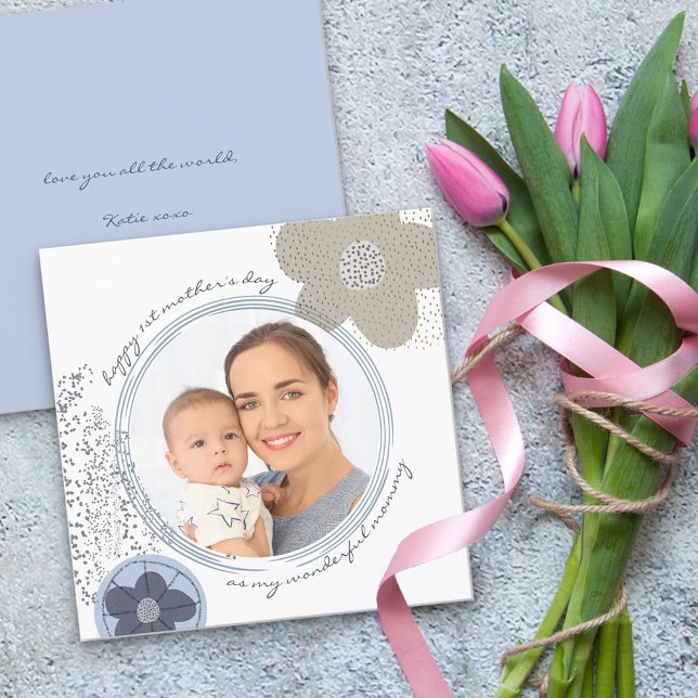 Carte Joyeux 1ère Fête des mères maman Fleur moderne Pho (Créateur téléchargé)