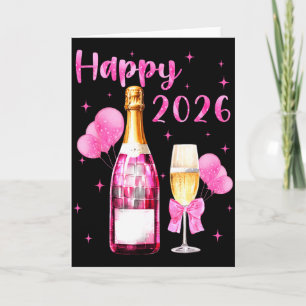 Carte Joyeux 2026 À la nouvelle année 2026 Champagne Coq