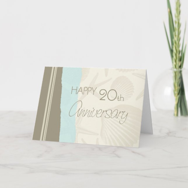 Carte Joyeux 20e Anniversaire de Mariage Coquillag (Devant)