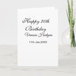Carte Joyeux 20e anniversaire nom date simple minimal