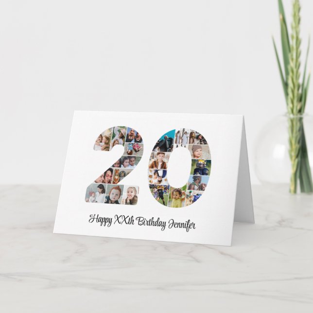 Carte Joyeux 20e anniversaire Numéro 20 Collage photo pe (Devant)