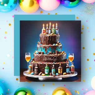 Carte Joyeux 21e Anniversaire Gâteau à la Liqueur