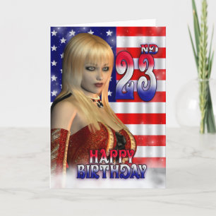 Carte Joyeux 23e anniversaire, drapeau américain, USA