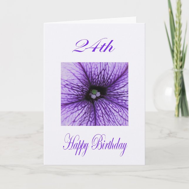 Carte Joyeux 24e anniversaire de la floraison violette (Devant)