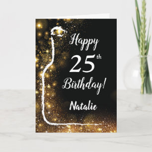 Carte Joyeux 25e anniversaire Black and Gold Parties sci
