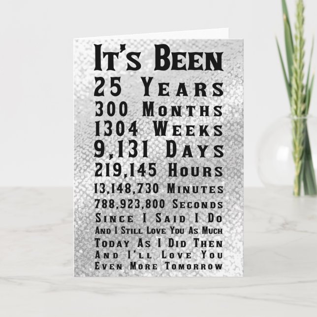 Carte Joyeux 25e anniversaire de Mariage d'argent (Devant)