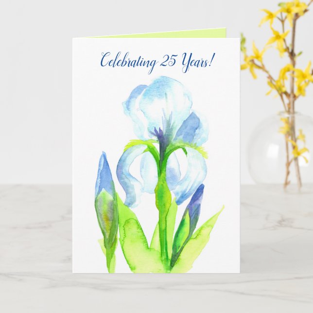 Carte Joyeux 25e anniversaire Mariage Iris (Fleur jaune)