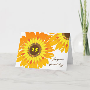 Carte Joyeux 25e anniversaire, Sunflower Floral Design