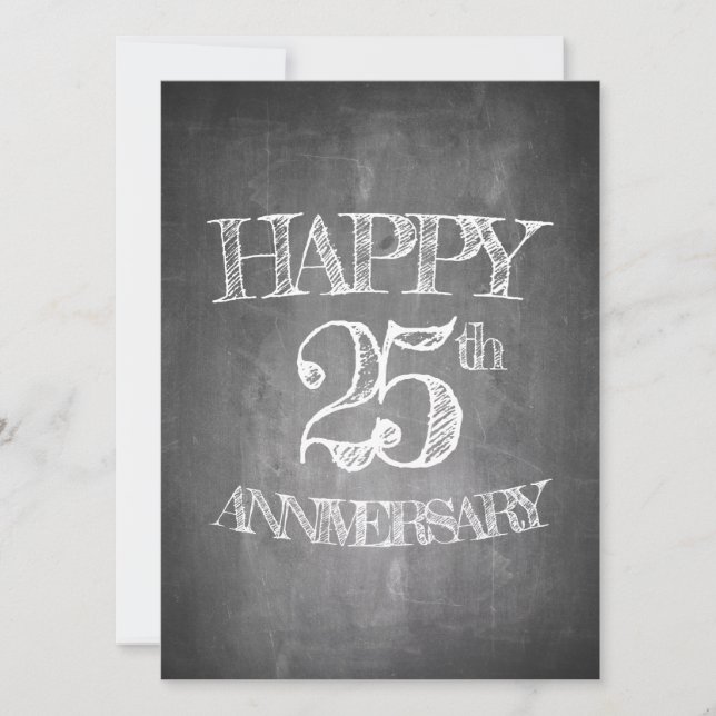 Carte Joyeux 25e anniversaire sur le tableau de craie (Devant)