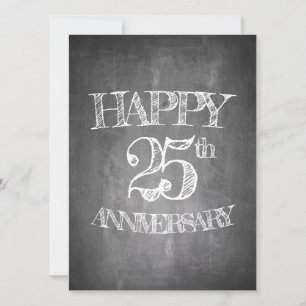 Carte Joyeux 25e anniversaire sur le tableau de craie