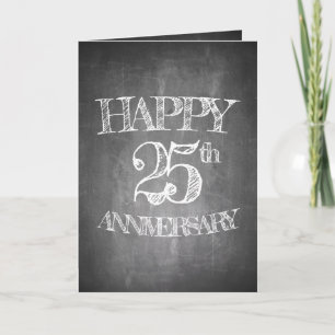 Carte Joyeux 25e anniversaire sur le tableau de craie