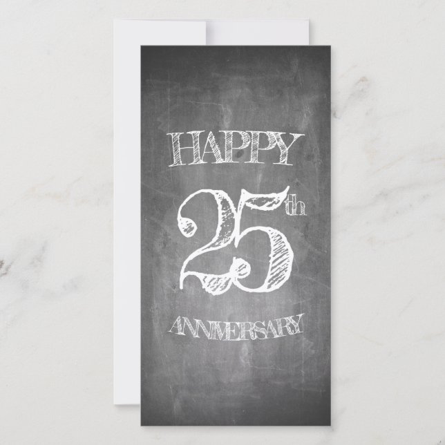 Carte Joyeux 25e anniversaire sur tableau craie (Devant)