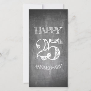 Carte Joyeux 25e anniversaire sur tableau craie