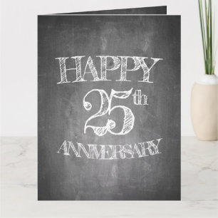 Carte Joyeux 25e anniversaire sur tableau craie