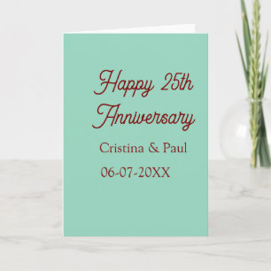 Carte Joyeux 25e anniversaire vert mauve pastel boho rét