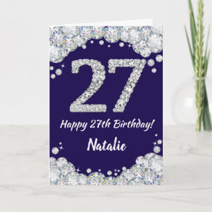 Carte Joyeux 27e anniversaire Marine Bleu et Parties sci