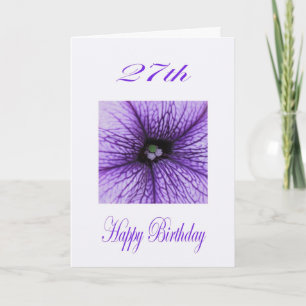 Carte Joyeux 27ème anniversaire pourpre fleuron