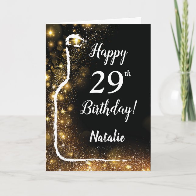 Carte Joyeux 29e anniversaire Black and Gold Parties sci (Devant)