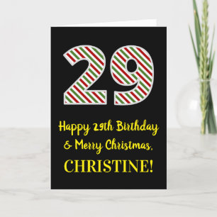 Carte Joyeux 29e anniversaire & Joyeux Noël, Nom personn