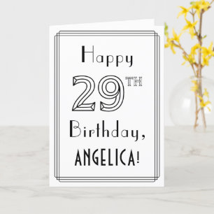 Carte Joyeux 29e anniversaire, style Art déco avec nom p