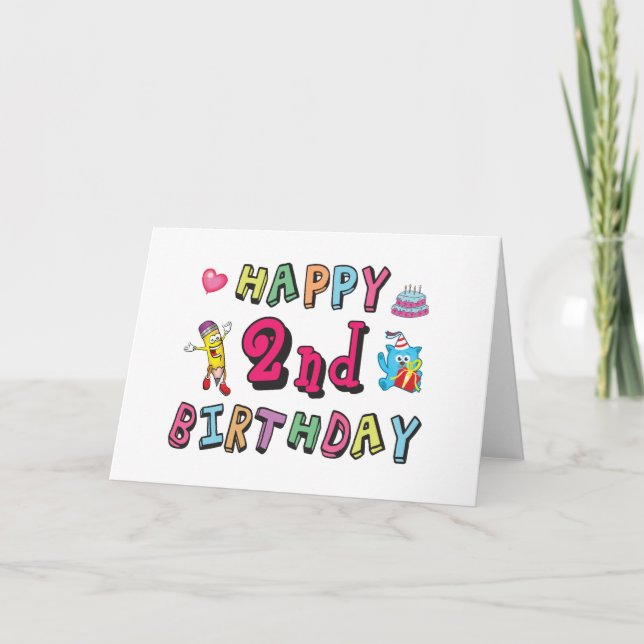 Carte Joyeux 2e anniversaire. 2 ans avant jour. (Devant)