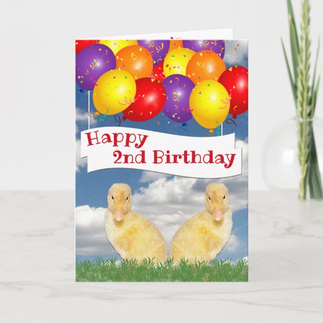Carte Joyeux 2e anniversaire Canklings ballons colorés (Devant)