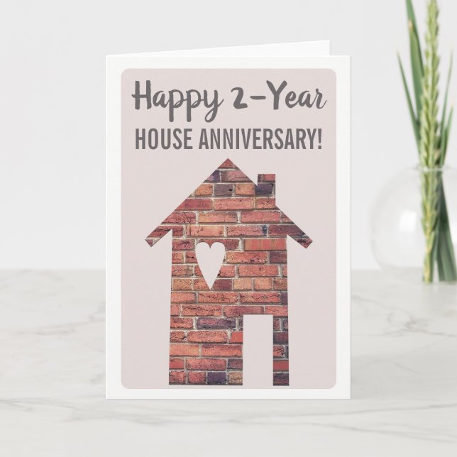 Carte Joyeux 2e Anniversaire de Maison (Devant)