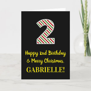 Carte Joyeux 2e anniversaire & Joyeux Noël, Nom personna