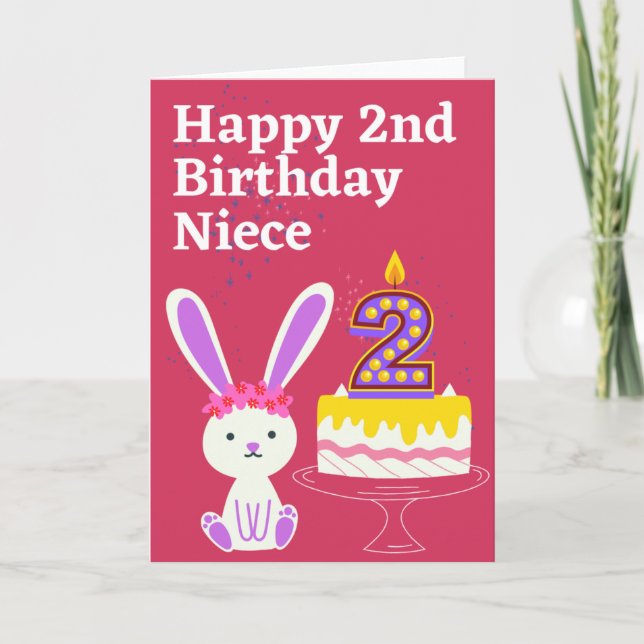 Carte Joyeux 2e anniversaire nièce (Devant)