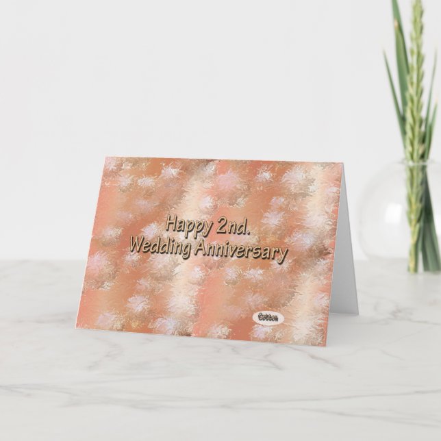 Carte Joyeux 2ème anniversaire de mariage Coton (Devant)